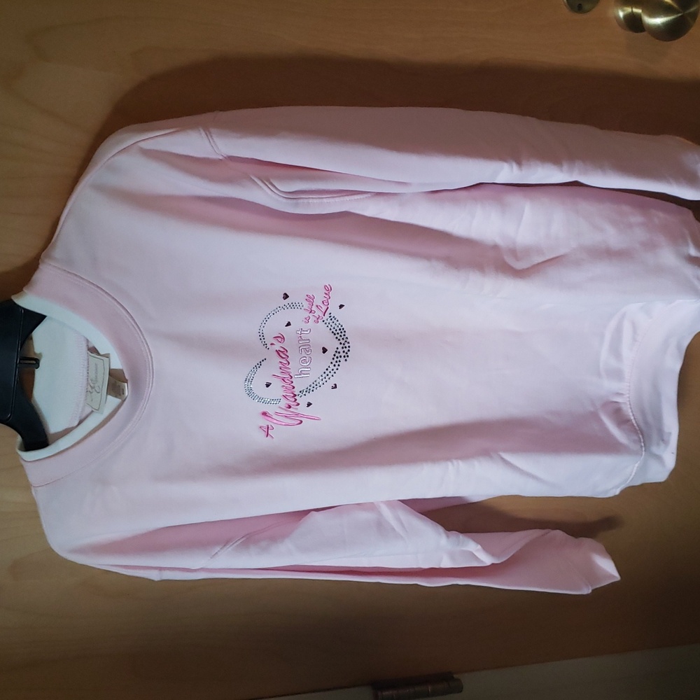 Baby Pink Grandma Grandma's Love Pink Sparkling Embroidered Sweatshirt Embellish